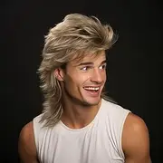 BERRYLION Mullet Wig | Adult Funny Pop Rock Wig for Men | Joe Dirt 70s 80s Wig (Blonde)