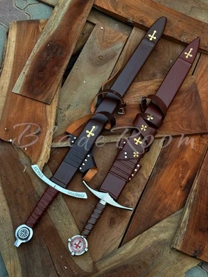 Handmade Set of 2 Templar Crusader Sword with Scabbard – Medieval Replica Gift