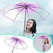 Tri Fold Umbrella Woman Transparent Transparent Cherry Cherry Folding Sunshade