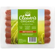Cleaver's Organic Beef Hot Dogs 275g