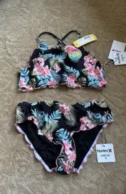 New hurley girls Size 14 bikini swimsuit UPF 50+