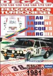 DECAL PEUGEOT 505 SRD CLAUDE LAURENT RALLY MONTECARLO 1981 (09)