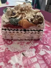 Seashell Maritime Encrusted Jewelry Decor Storage Box Sailors Box New BOCA GRAND