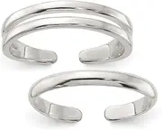 [JewelryWeb] 925 Sterling Silver Polished Set Of 2 toe rings