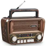 Portable Radio AM FM, Retro Bluetooth 5.3 Speaker, Shortwave Radio Support TF...