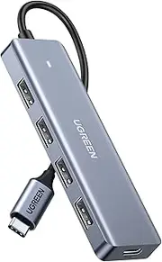 UGREEN USB C Hub 4 Ports with 5V/2.4A Power Supply, Type C Splitter Powered with 4 USB 3.0 for PC Laptop Tablet Phone Compatible with MacBook iMac iPad iPhone 16/15 Pro Max Galaxy S25 (0.15M)