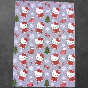 Hello Kitty 50x60 Christmas Themed Plush Throw Snowflakes Tree Stocking Gloves