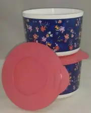New Tupperware Twist Stack Canisters Set 3-1/4 cups Falling for Floral Flowers