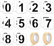 20 Pieces Curb Stencil Kit 0-9 Address Number Reusable Plastic Numbers Stencils with 2 Rolls Masking Tape for Painting Address in Wall Wood Road Mailbox(4 Inch Height)