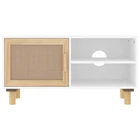 Tv Cabinet White 80X30x40 Cm Solid Wood Pine And Natural Rattan pine wood,rattan