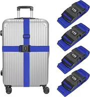 uxcell Luggage Straps with Combination Lock Adjustable Suitcase Belt Strap for Suitcase Briefcase Backpack Travel, Dark Blue, Pack of 4