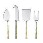 4pc Davis & Waddell Twisted Handle Butter/Cheese/Pate Knife Set 18x5cm GLD/SLVR
