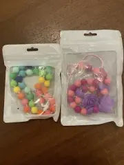 NEW 2 Pack Silicone Teether Necklaces and Bracelet for Moms & Babies