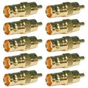10x BNC Female Connector to RCA Male Jack Gold Plated Coax Coaxial CCTV Adapter