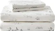[Eddie Bauer] Queen Sheet Set, Warm Breathable Cotton Flannel Bedding with Deep Pockets, Brushed for Extra Softness, Cozy Home Decor, Oeko-Tex Certified (Geese Meadow, Queen)