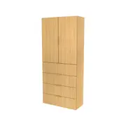 Lugna 2048 x 900 x 580mm Sand 3 Shelf 4 Drawers Double Door Storage Cabinet