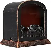 Simulated LED Fireplace Lantern USB & Battery Powered Flameless Light with Emulation Flame Table Decorative Lamp Copper Fireplace Ornament for Cozy Home Decor Free Standing Electric Log Burner