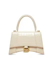 Balenciaga Hourglass Small Handbag Crocodile Embossed in Light Beige