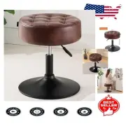 Stylish Adjustable Vanity Stool with Leather Top - Dark Brown & Swivel Feature