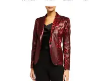 NWT Anne Klein Shiny leopard print red blazer jacket so cute sold out 8 J6