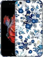 Glisten - iPhone 6 Plus Case, iPhone 6s Plus Case - Blue Floral Design Printed Cute Plastic Hard Snap on Protective Designer Back Phone Case/Cover for iPhone 6 Plus/iPhone 6s Plus