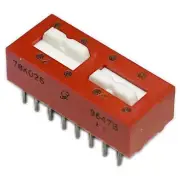 78K02ST Switch DIP ON OFF DPDT 2 Raised Slide 0.15A 30VDC PC Pins 2000Cycles/Swi