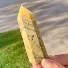 92G Natural Bumblebee Jade Quartz Square Pointed Stone Pillar Healing