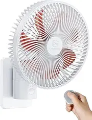 8.5Inch Quiet Wall Mount Oscillation Fan with Remote and Timer,Small Bathroom Mounted Fans with 4 Speeds, Indoor Bedroom Fan for RV, Adjustable Tilt,5.92 ft Cord,Cooling Garage for Home