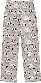 [ZZXXB] Owl Geometry Boys Long Pants Soft Trousers Elastic Waist Kids Lounge Bottoms with Pockets S-XL