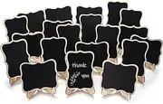 24 Pcs Small Chalkboard Labels with Easel Stand, Mini Chalkboard Signs, Wooden Blackboard for Table Numbers, Food, Wedding Signs, Place Cards and Event Decoration (Polygonal)