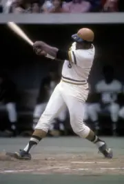 Willie Stargell Pittsburgh Pirates swings and watches the flight - 1976 Photo
