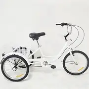Tricycle for Adults, 20in Adult Tricycle 3Wheel+Shopping Basket Cruiser Bike Single Speed Bicycle for Seniors Women Men