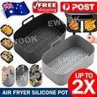 1/2x Air Fryer Durable Silicone Pot Basket Liner Rectangle Reusable Baking Tray