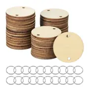 Wood Circles, 200 Pack Round Wooden Discs with Holes and Rings Wooden Circles