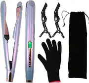 ASOOLL Professional Curling Iron, Electrical Hair Curlers and Hair Straightener 2 in 1 for Women, Adjustable Temperature with Display Screen, Fast Heating fit for All Hair Quality and Fast Modeling