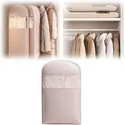 [Omuotaut] Space Saving Hanging Garment Bag with Self Compression Zipper, 2025 Upgrade Space Saver Closet Organizers, Winter Coat Storage, Dust Cover Clothes Bags for Down Coat (Pink, Medium)