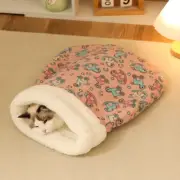 Winter Warm Pet Sleeping Bag Lamb Wool Warm Kitten Nest Drilling Hole Bedding Th