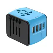 World Wide Travel Adapter Multi Plug Universal Charger UK EU AU US 3 USB Port AU