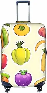 [pvinnk] Cartoon Vegetable Fruits Print Protective Luggage Cover Elastic Washable Suitcase Travel Gear Protector, White, Medium