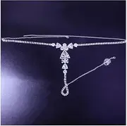 [ACAOFQ] Belly Chain Triangle Panties Sexy Women Crotchless Thong Sexy Chain Belt Rhinestone Body Chain Trend Jewelry for Women