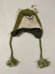 Nepal Wool Cartoon Frog Hat, Fleece Lined, Kids, Unisex, One Size,Brand New