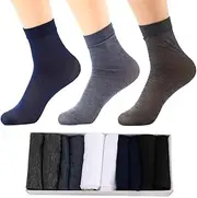 [Leadigol] 10 Pairs Mens Ultra Thin Dress Socks,Soft Sheer Business Socks,Ultra Thin Breathable Ankle Socks,Silk Sheer Dress Socks, Color, 1-1.5