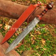 Roman Gladius Damascus Steel Double Edge 22'' Blade Battle Ready With Sheath