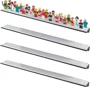 4-Pack Minifigure Display Case, Holds Up To 96 Figures, Mini Action Figure Display Shelf With Brick Building Baseplate, Metal Floating Magnetic Figure Display Cabinet Wall Mount for Lego Minifigure
