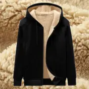 Women Winter Lambswool Zipper Hoodies Thicken Sherpa-Lined Fleece Warm Jacket