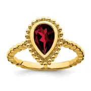 14K Yellow Gold Pear Garnet Ring
