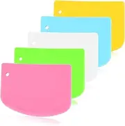 Dough Scraper, 5.3 x 3.6 Inch Plastic Bench Scraper, Bowl Spatula, Kitchen Pastry Cutter Tool for Bread Dough, Pastry, Pizza, Baking Cake（5 Pack）