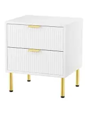 [Levede] Metal Bedside Table in White