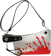 Halloween Women PU Kni-fe Cleaver Shoulder Bag Japanese Cartoon Gothic Horror Crossbody Bag Bloody Axe Chopper Clutch Purse