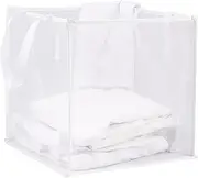 [Annhua] Laundry Basket, Folding Basket, Laundry Hamper, Stylish Laundry Bag, Washable Folding Laundry Hamper, Folding Basket with Handle, Breathable, Easy to Carry, 1 Tier, White